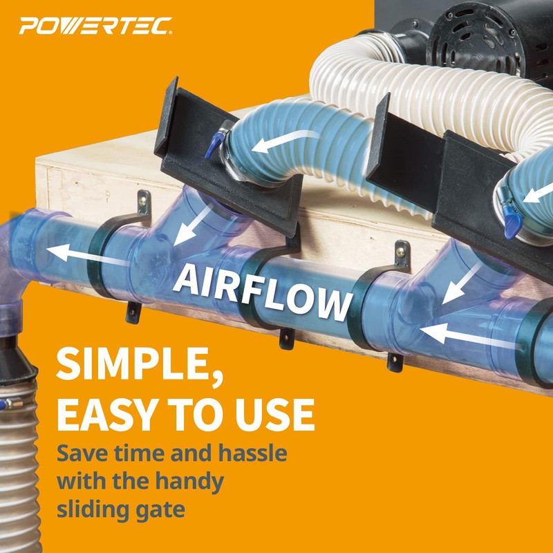 POWERTEC 70133V 2-1/2" Blast Gate for Dust Collector, Dust Collection