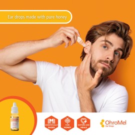 OhroMel Pure Honey Ear Drops 10ml – Relief for Dry, Itchy, Blocked Ears, Ear Infections, Ear Eczema & Inflammation – Soothing Antibacterial Formula for Ear Canal Care