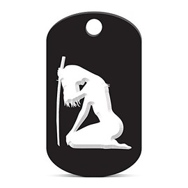 fagraphix Ninja Girl Keychain GI Dog Tag Engraved Black