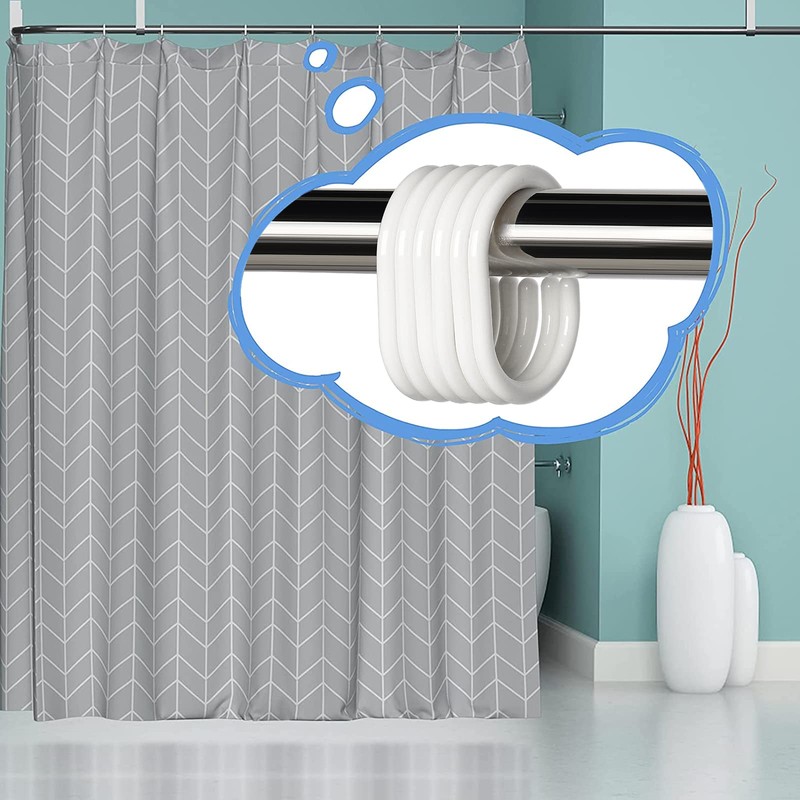 Qulable 24 pcs Shower Curtain Rings Plastic Shower Curtain Hooks