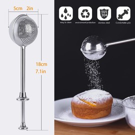 ZNZNANG 2PCS Sugar Dusting Wand 304 Stainless Steel Powder Sugar Shaker Duster with Spring Handle Powder Sifter for Sugar, Flour, Spices