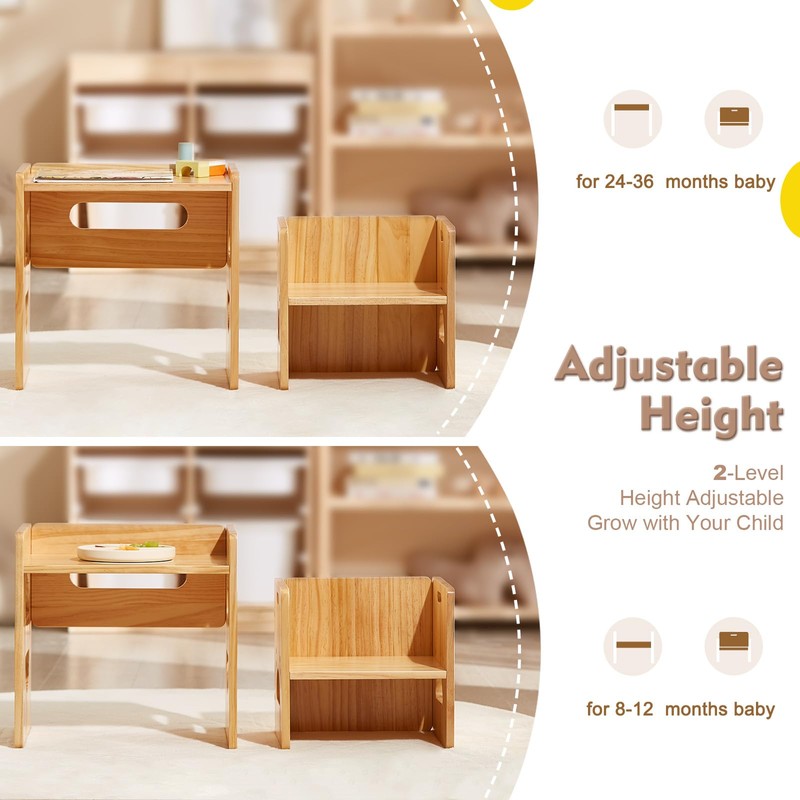 FUNLIO Height Adjustable Montessori Table and Chair Set for Age