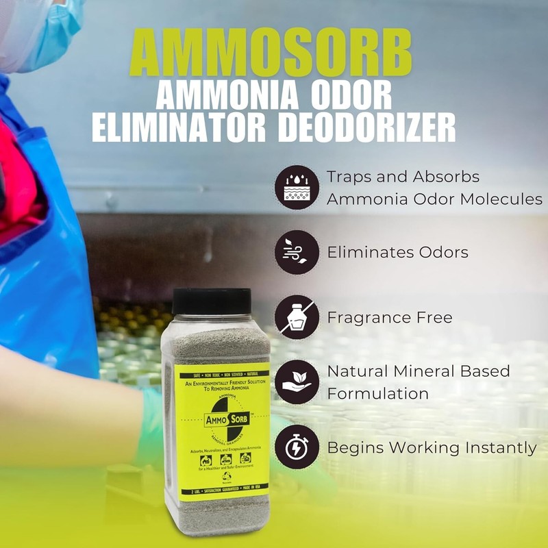 AMMOSORB Natural Ammonia Spill & Odor Absorbent Deodorizer Granules: 2