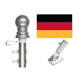 2x3 Foot Germany Polyester Flag Display Set Also Includes 1 Deluxe 4 Foot 2 Piece Spinner Flagpole and 1 Heavy Duty Mounting Bracket