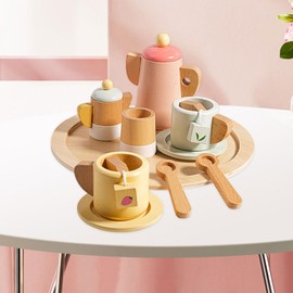 MagiDeal Pretend Play Set Toy,Baby Toys Set,Educational Play Cutlery Plate Set,Wooden Makeup Kits,Tea Party Set Toy for Children,Kids , Afternoon tea set