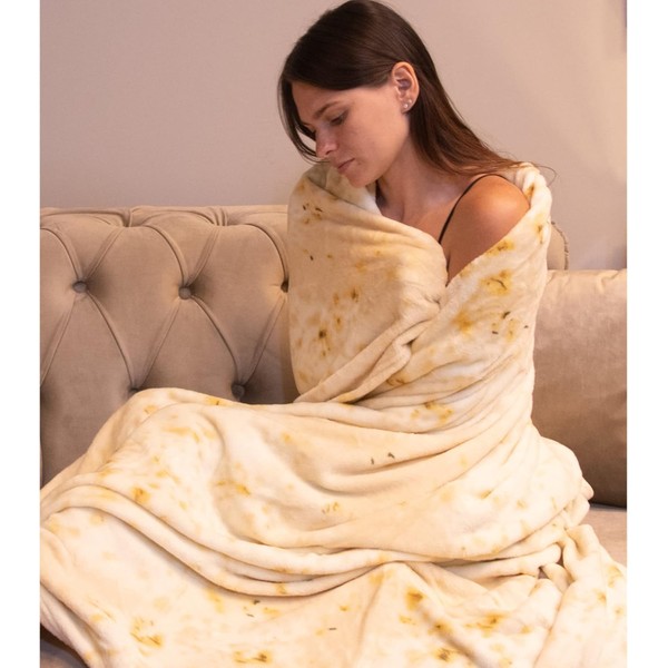 Elif Tortilla Throw Blanket, Double Sided Giant Round Wrap Blanket
