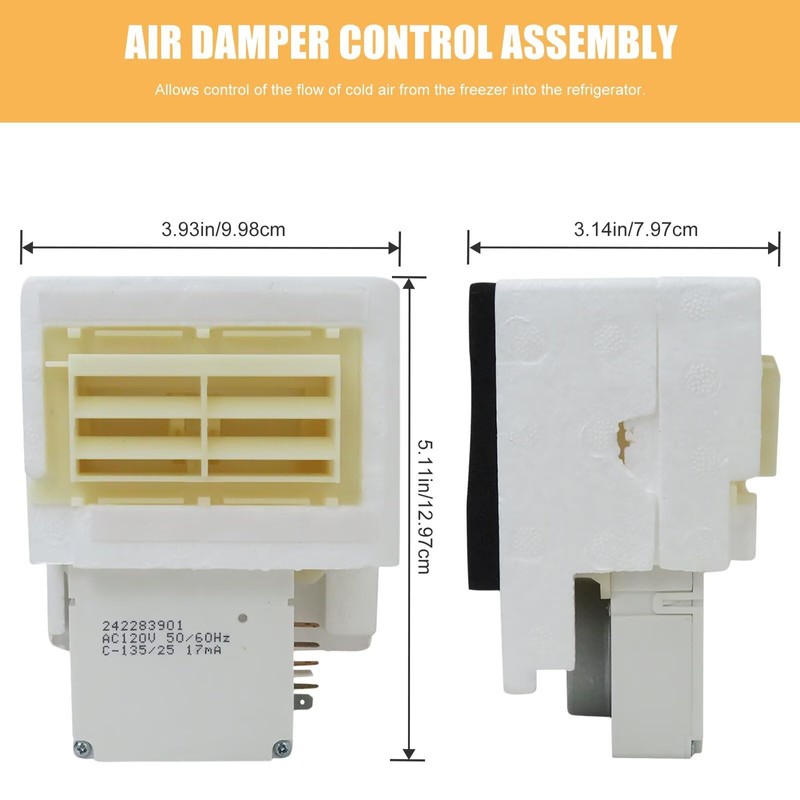 WELURE 242303001 Air Damper Control Assembly for Frigidaire Crosley White
