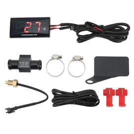 Universal Motorcycle DC12V LCD Screen Slim Water Temperature Gauge With 16mm Tee for Motorbike Red Backlight