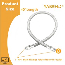 Industrial-Grade Stainless Steel 1" Compressor Jumper Hose, 1" NPT Male x 40"Length,750°F, 450 PSI，Both Sides Fittings Rotate Freely