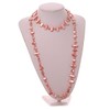 Avalaya Long Pastel Pink Shell Nugget and Pink Faceted Glass