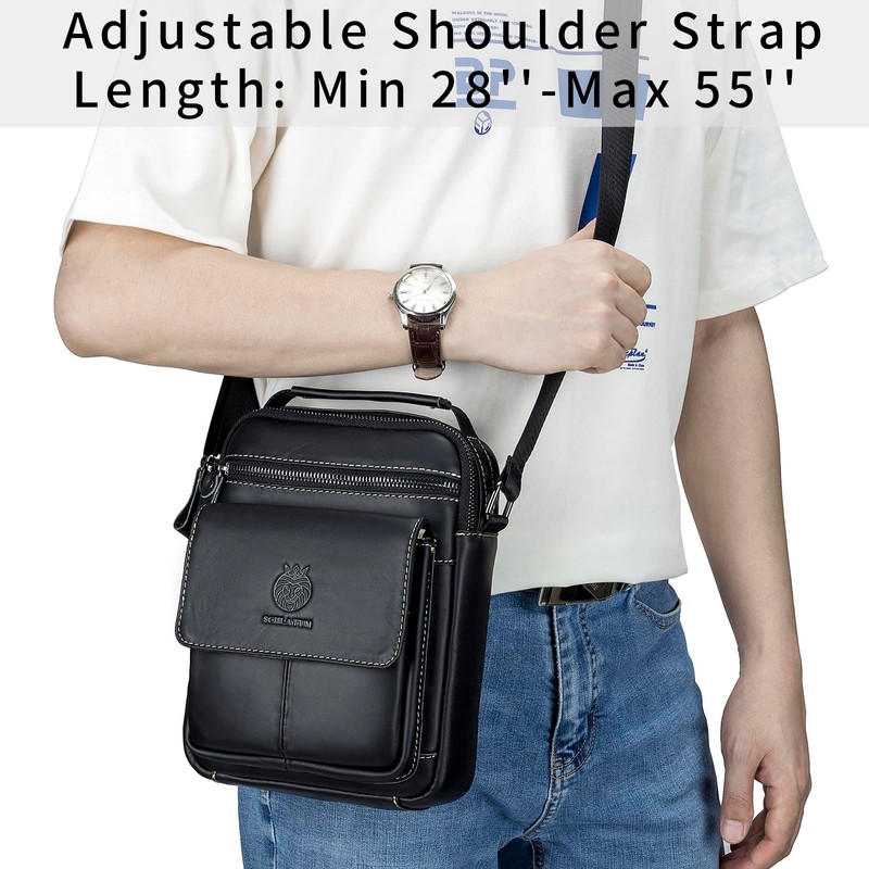 SCHLATUM Small Leather Messenger Bag for Men, Man Bag Crossbody,
