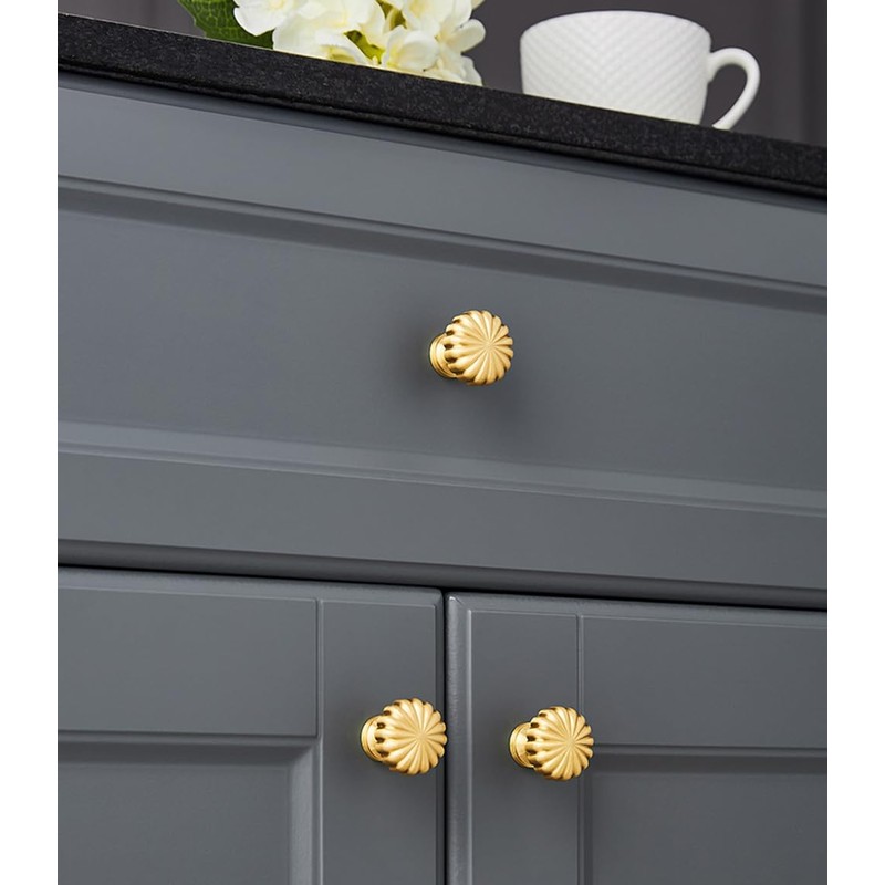 Brass Cabinet Knob Pumpkin Knobs, Copper Drawer Knobs Round Handles