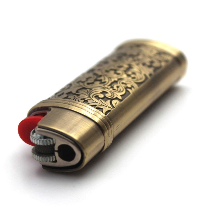 Lucklybestseller Classic Vintage One Side Floral Metal Lighter Pouches Case