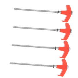 BESPORTBLE Camping Essential 4pcs Metal Tent Pegs Screw Heads Ground Anchors for Sheds Windproof Stakes 200mm Length