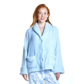 LA CERA Women's Fleece Bed Jacket Blue
