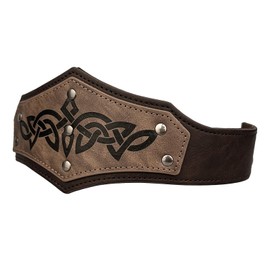HOEACXY Medieval Renaissance Accessories Faux Leather Viking Headpiece Costume Leather Circlet Warrior Crown for Men Women