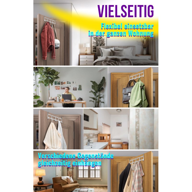 4happy Stainless Steel Door Coat Rack for Hanging - Door