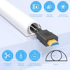 LEKOU Cubierta de Cable Pared 2M, Canaleta de Suelo para Cables Blando, Protector de Cable sobre Piso Autoadhesivos para Aceras, Canaleta de Cables para Red y Fibra óptica