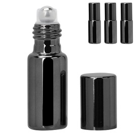 Roll On Bottles, 3pcs 5ml Professional Glass Perfume Roller Bottle Portable Essential Oil Roll On Bottles Set Roll On Refillable Perfume Bottle For Home Travel Use (Black)