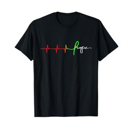 Hope Heartbeat Rhythm - Mental Health Awareness Green Ribbon T-Shirt