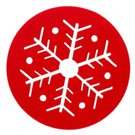 BWG Red Felt Christmas Coasters With Snowflake Design - Set of 8