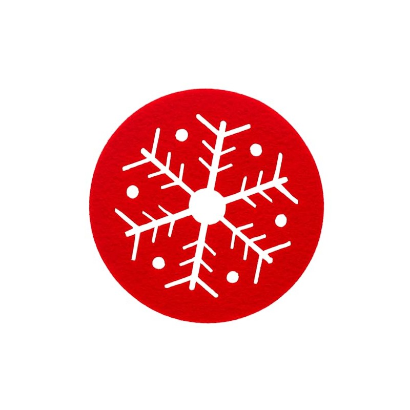 BWG Red Felt Christmas Coasters With Snowflake Design - Set
