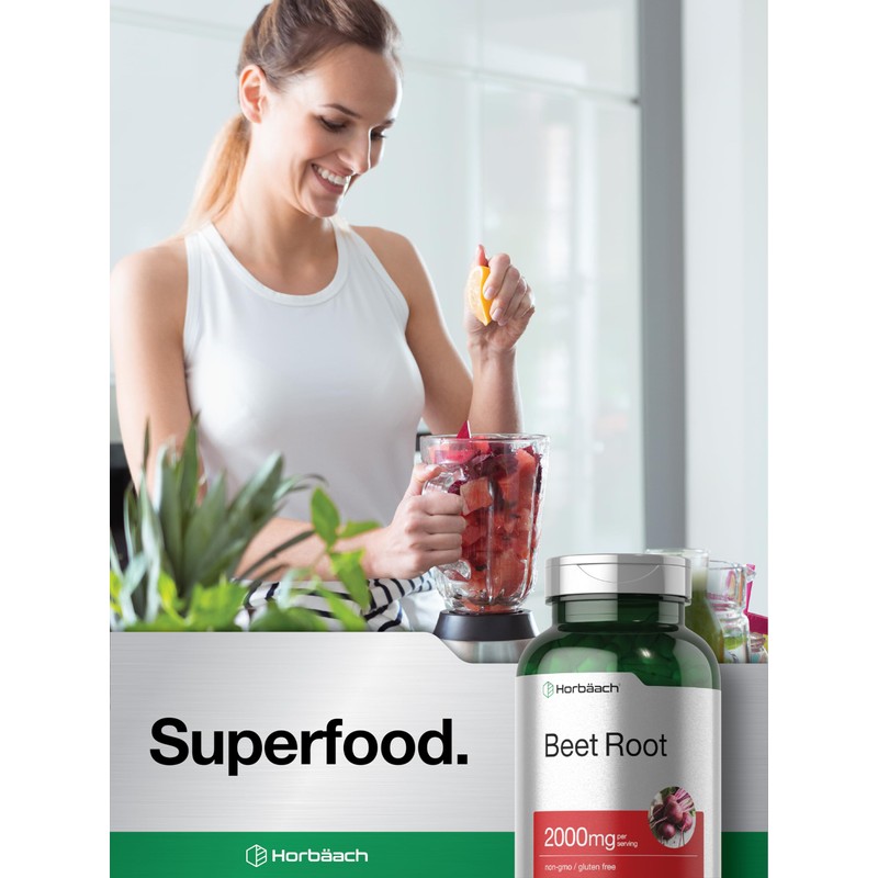 Horbäach Beet Root Powder Capsules | 220 Pills | Herbal