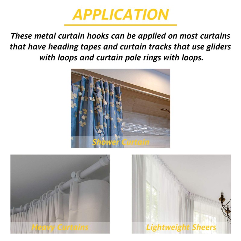 70 Pieces Metal Curtain Hooks Slip on Drapery Hook Shower