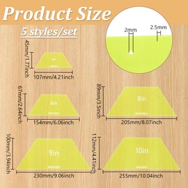 BENECREAT Half Hexagon Quilting Template, 4/6/8/9/10inch Acrylic Quilting Ruler Allowance Templates Ruler for DIY Hand Patchwork, Machine Quilting, Sewing Needlework Craft, Green