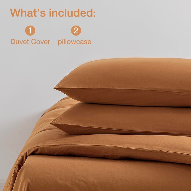 JELLYMONI Burnt Orange Duvet Cover Queen Size - 100% Washed