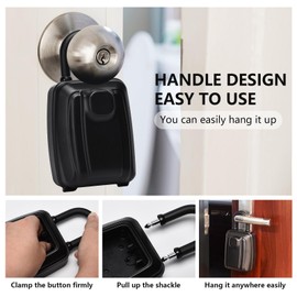 Key Lock Box for Outside Door Handle 12 Digit Combination Security Lock Box for Keys Portable Lockbox with Detachable Shackle Waterproof Outdoor Key Safe Storage Box for Realtors Home Airbnb Garage