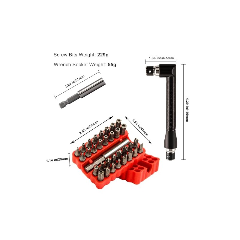 34pcs Security Bit Set 1/4 Inch Hex Shank Screwdriver Bit