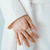 HAIXIAN Classic Silver Plain Multi Cross Lines Wide Band Ring,Silver
