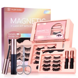 Mlen Diary Magnetic Eyelashes with Eyeliner and Portable Box Mixed 10 Styles Magnetic False Eyelashes Natural Look Eyelashes 10 Pairs