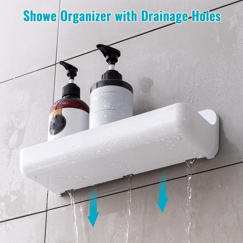 CGBE 2-Pack Acrylic Shower Shelves, Large Capacity Adhesive Shower Shelf,