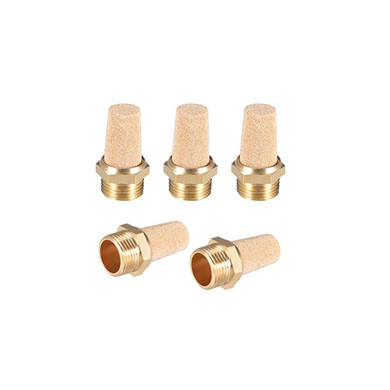 sourcing map 5pcs Brass Silencer G3/8 Adjustable Silencer G Brass