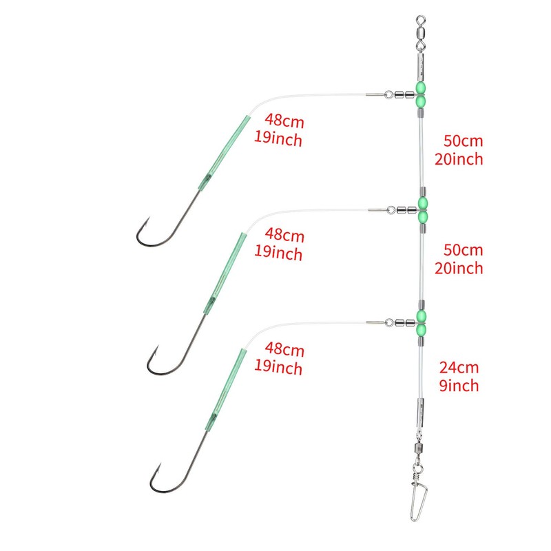 Rodeel 4 PCS Sea Fishing Rigs Flapper Rig Three Hook