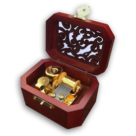 BinkeGG Brown Color Wooden Hollow Out Wind up Music Box with Sankyo Musical Movement (60 Tunes Option) (La Vie En Rose)