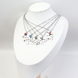 Ximerinf Weirdo 1 Weirdo 2 Weirdo 3 Weirdo 4 Necklace Heart Bff Necklace for 4 Best Friend Necklaces for 3 Sister Friendship Stainless Steel Jewelry (White 5)