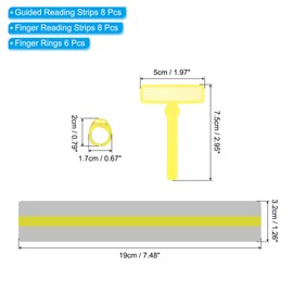 PATIKIL 16Pcs Guided Reading Strips Colorful Text Overlays Reading Bookmark with Finger Rings for Children Classroom Teacher Yellow