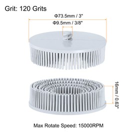 HARFINGTON 3pcs Bristle Disc 3" 120 Grit R-Type Abrasive Brush Coarse Bristle Disc Deburring Electric Disc Brush Attachment Abrasive Coating Removal Disc for Metal, Gray