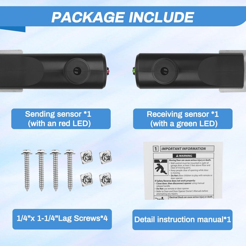 Garage Door Sensors for Genie/Overhead, Garage Door Sensor GSTB-R STB-BL