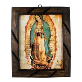 Mrcjsales- Our Lady of Guadalupe image as seen in the basilica of Mexico in rustic frame, Oil painting, 24''x36'', 13''x18'', 10''x12'' inches, religious art image, Virgen de Guadalupe Original , Cuadro rustico , Home decor, wall decor, church events, gi