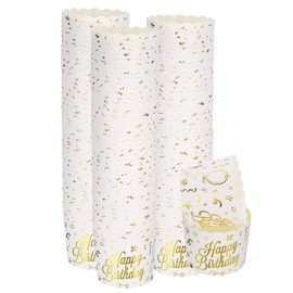 HARFINGTON 150Pcs Paper Baking Cups 6oz Cupcake Wrappers Scalloped Muffins Cases Liners Disposable Greaseproof Containers for Birthday Party, Birthday Pattern