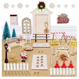 RISAKOGO Gnome Door Set, 49 Pieces Gnome Accessories, Christmas Gnome Accessories, Construction Site, Gnome Set, Christmas, Complete Miniature Christmas Gnome Door Decoration, DIY Gnome Construction