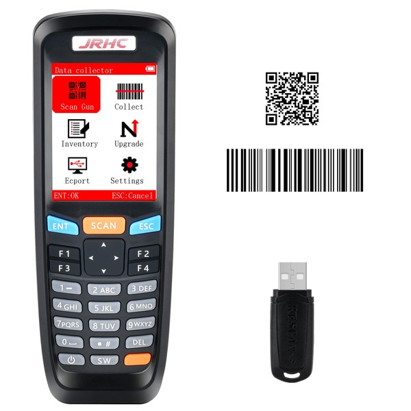 JRHC 2D Inventory Barcode Scanner and Collector with 2.4GHz Wireless