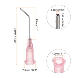 sourcing map 12pcs Blunt Tip Dispensing Needles, 20 Gauge 45 Degrees Bent Dispensing Tips 1" End Angled Dispenser Needle with Luer Elbow Blunt Needle for Oil or Glue Applicator, Pink