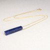COAI Stainless Steel Box Chain Sodalite Blue Stone Necklace for