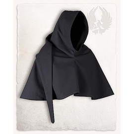 MYTHOLON Benson Gugel Canvas Black Cotton Costume Hood Cape Medieval Fancy Dress