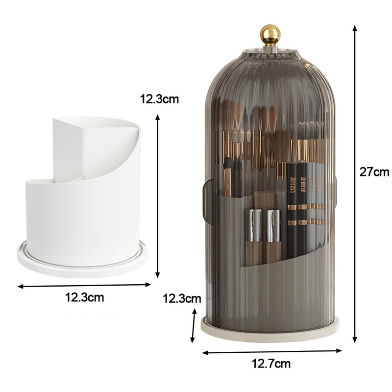 Makeup Brush Holder, 360° Rotating Makeup Organiser High Capacity Acrylic
